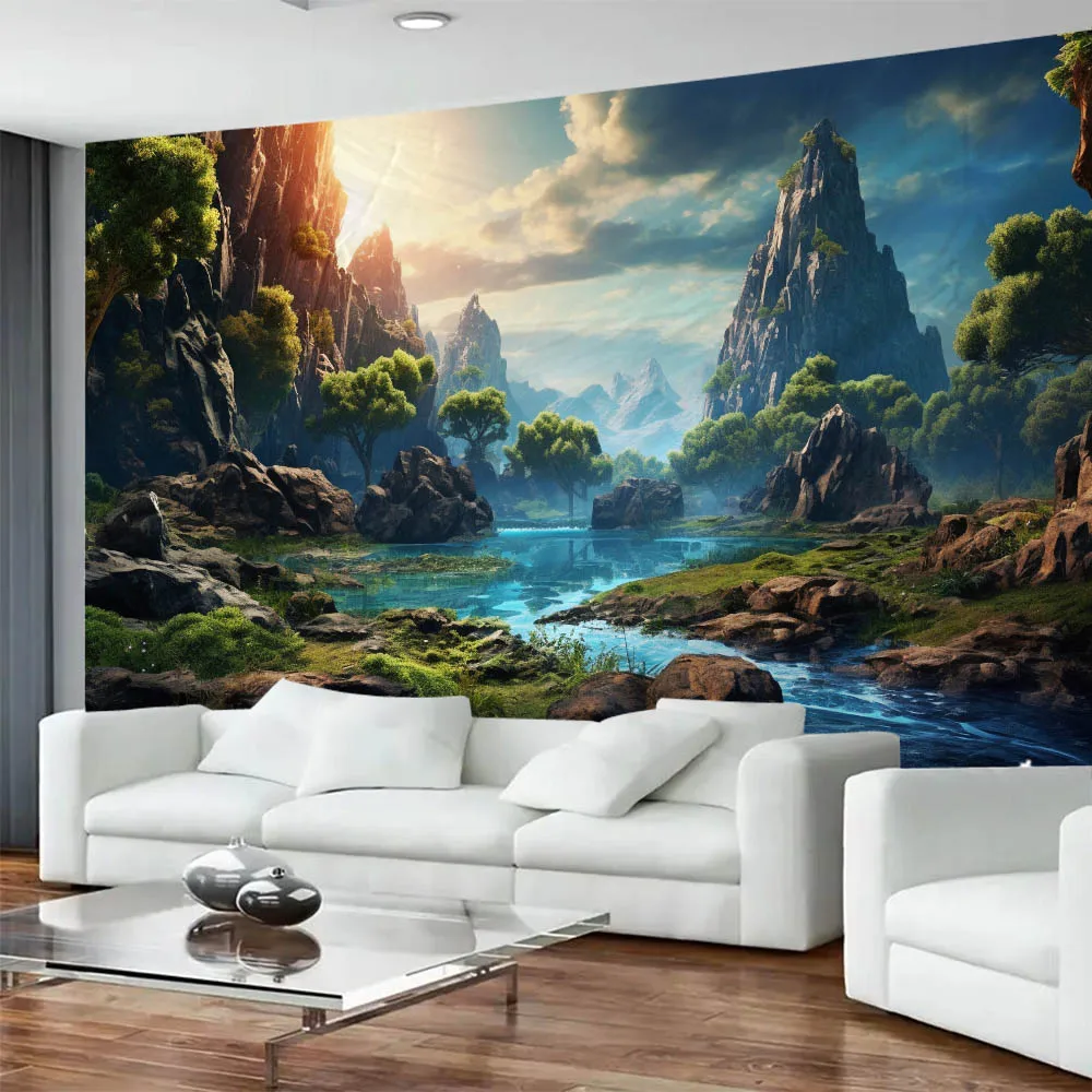Home Decor Range - Natural Landscape Tapestry Mountain Range River