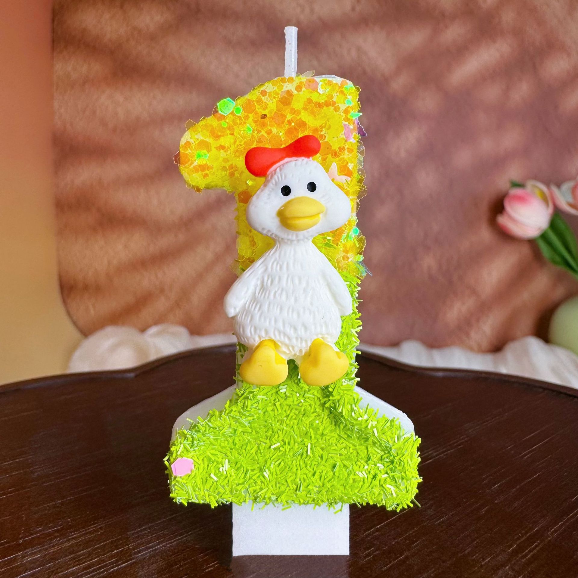 Home Decor White - Yellow-green bow tie little white duck