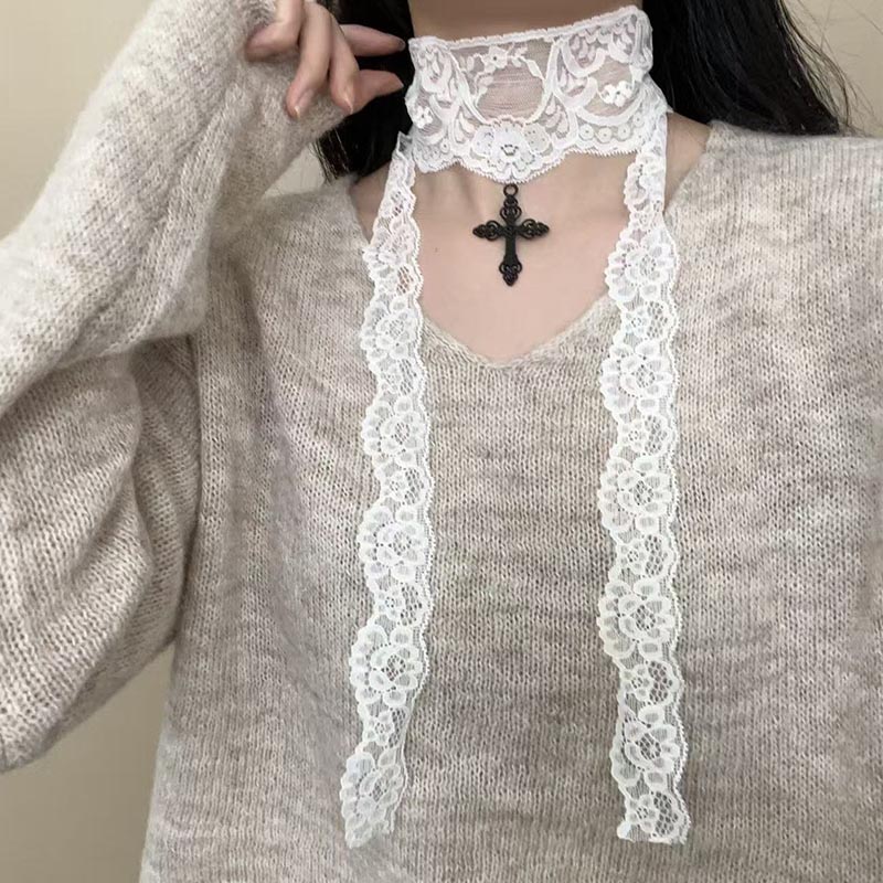 Long Sexy Lace Choker with Bla - Victory Home Decor 评论和价格