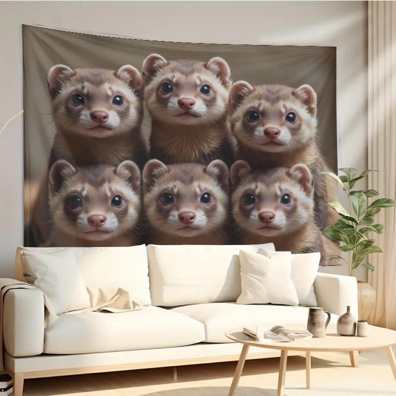Cute Ferret Group Tapestry Wal - Home Decor Design Ideas 评论和价格