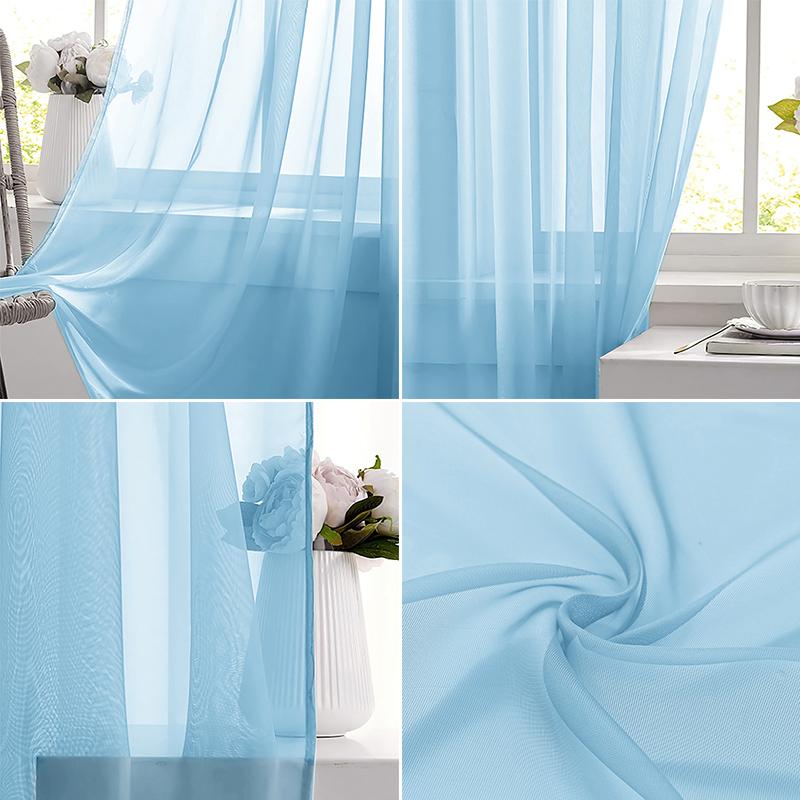 Light Blue Solid Sheer Voile W - Home Decor Wall Panels 评论和价格
