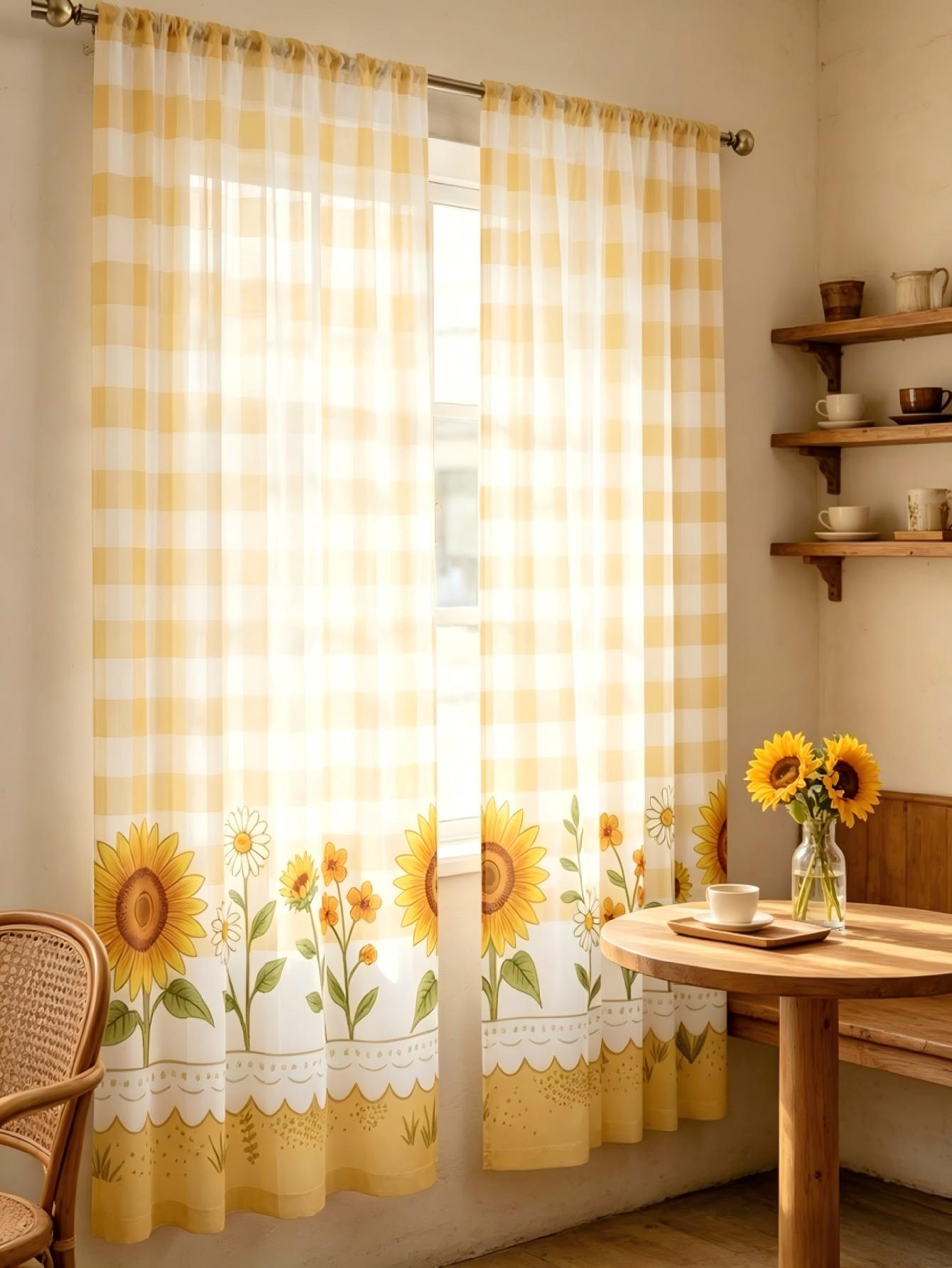 2PCS Digital Print Sheer Curta - Home Decor Wall Panels 评论和价格