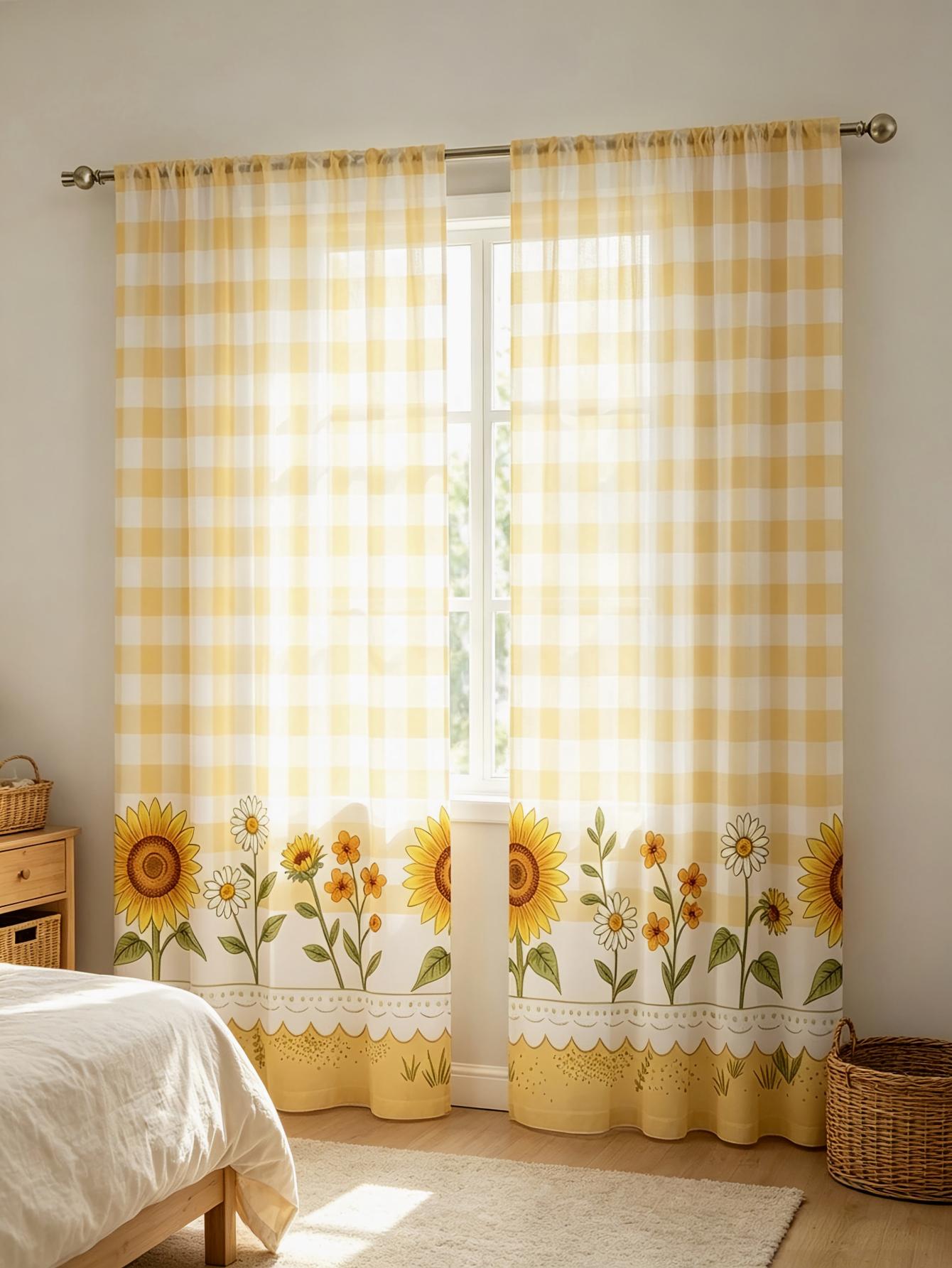 2PCS Digital Print Sheer Curta - Home Decor Wall Panels 评论和价格