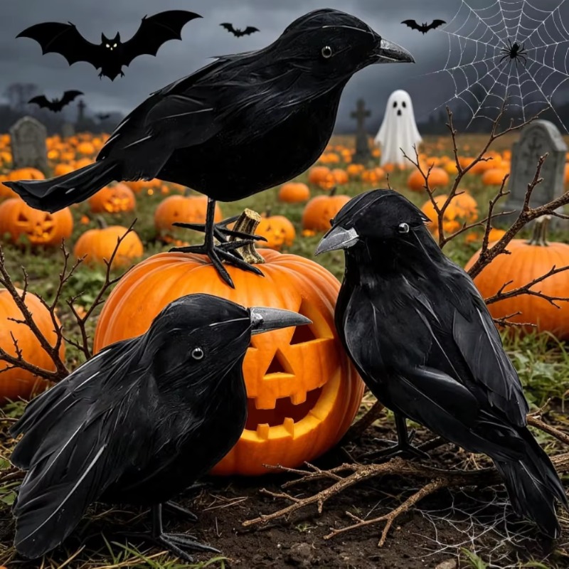 1PC Black Crow Halloween Decor - Home Decor Halloween 评论和价格