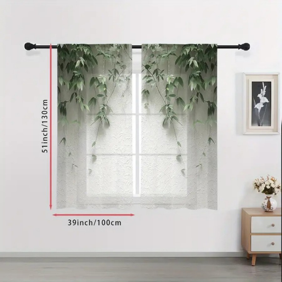 2PCS Digital Print Sheer Curta - Home Decor Wall Panels 评论和价格