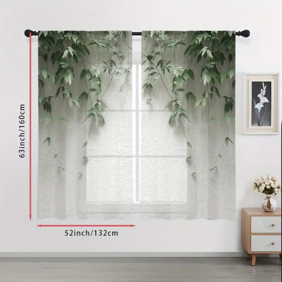 2PCS Digital Print Sheer Curta - Home Decor Wall Panels 评论和价格
