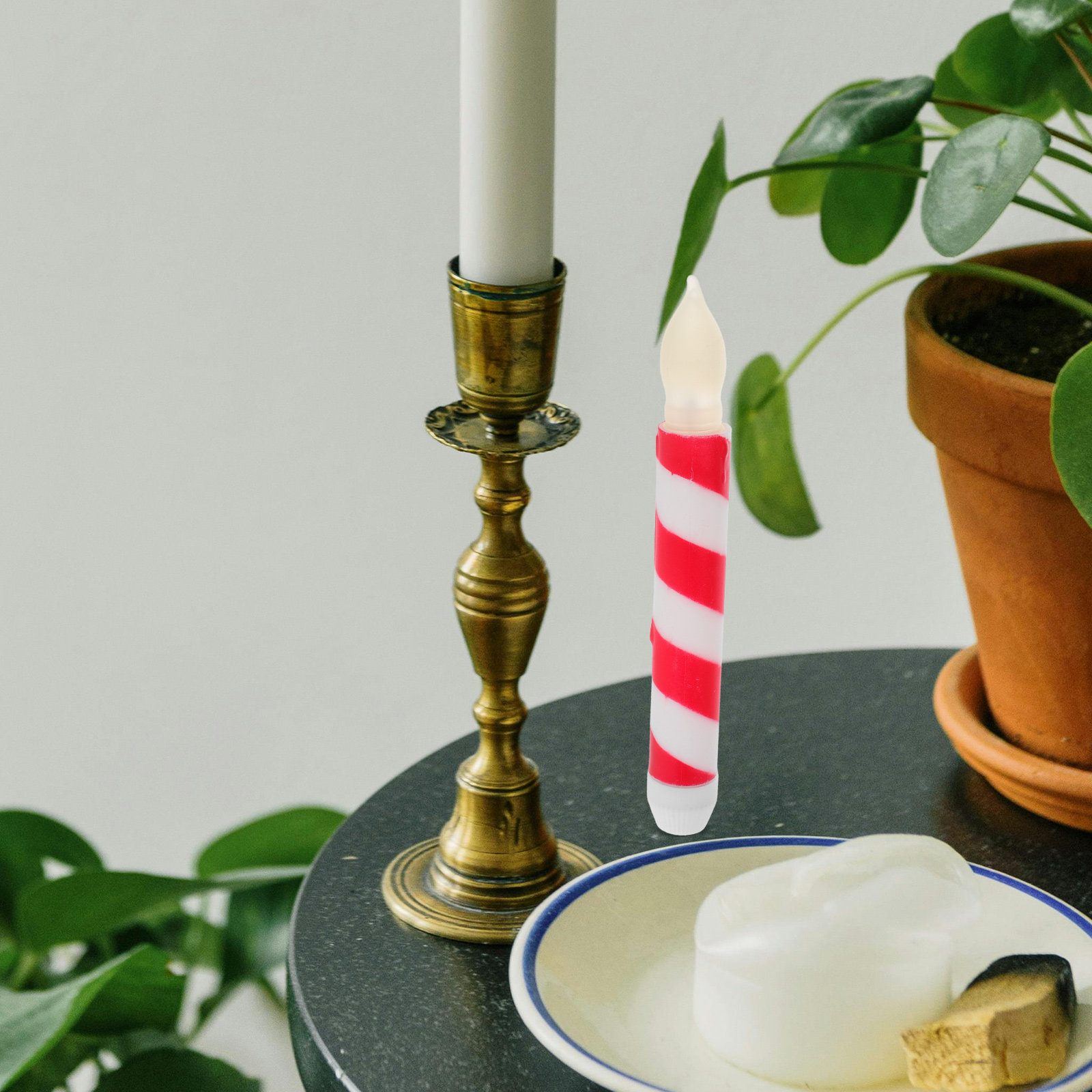 6Pcs Flameless Taper Candles B - Home Decor White 评论和价格
